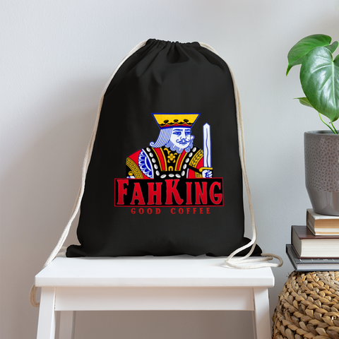 Fah King Good Coffee Drawstring Bag - black